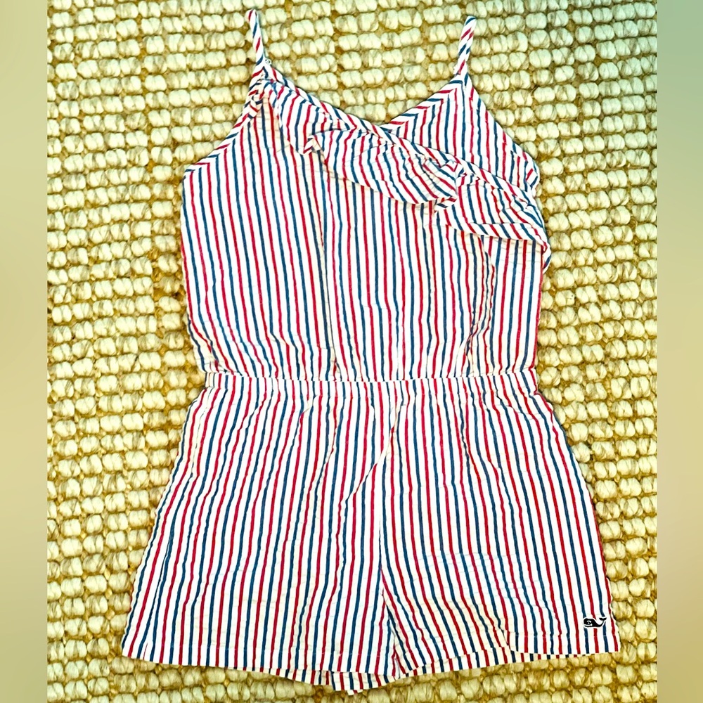 Vineyard Vines Girls Small Romper Red, White, & Blue